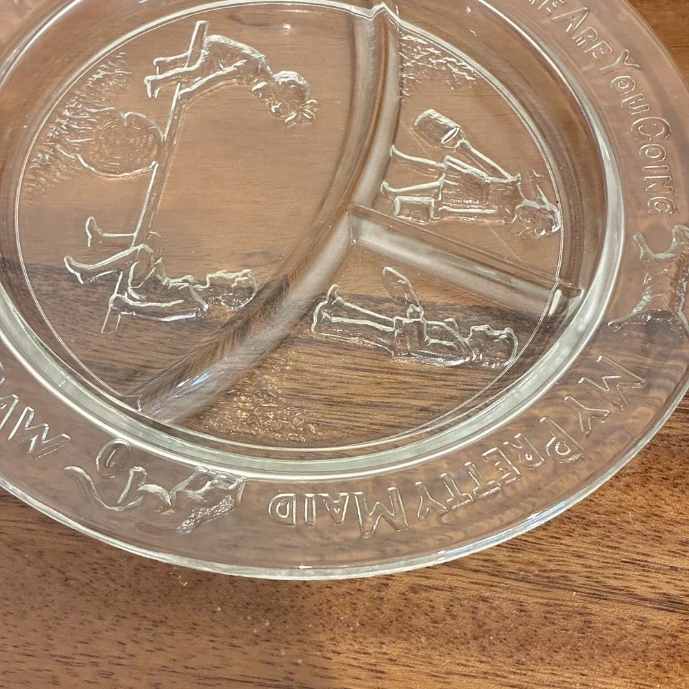 Vintage Indiana Depression Glass Mother Goose Plate Margery Daw My Pretty Maid